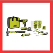 Ryobi 18V ONE+ HOME ESSENTIALS Cordless Drill Driver PLUS Tools & Bag Combo Kit
