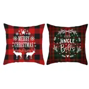 4Pcs Christmas Pillowcase Cotton Linen Throw Pillow Cover for Couch Home Decorations -Style 4 and Style 5