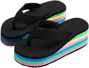 [PCBVAKGKYT] Women's Platform Flip Flops Summer Thick Sole Lightweight Slip-on Wedges Sandals