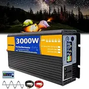 Car 3000W Pure Sine Wave Inverter 12V 24V 48V 60V 72V DC to 110V AC Converter with LCD Display Power Inverter for Home, Camping, RV, Off-Grid Solar,60V to 230V