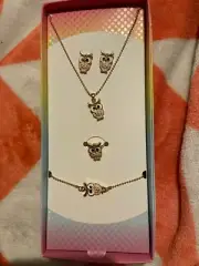 LOVISA OWLS NECKLACE BRACLET RING & EARRINGS SET BNIB FREE POST (ACC69)