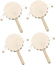 GLSTOY 4pcs Drum Spinning Drum Painting Craft Percussion Equipment Painting Craft Four Hand Drumming Wood Egg Shaker Percussion Shaker Handclap Drum Shaker