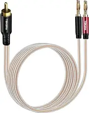 TEKERA RCA Male to Banana Plug Cable 1m, RCA to Banana 2 Male Y Splitter Cable, Hi-Fi Audio Speaker Wire for Amplifier, Subwoofer, and Home Theater Systems, Gold-Plated and Double Shielded