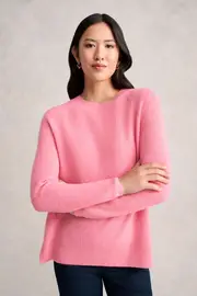 Wool Rib Knit - Pink White Marle