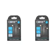 2PK Core+ 90D 8-Pin to USB-C Cable Charging Cord 1.5m For Apple iPhone 14/13 BLK