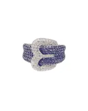 Suzy Levian 18K & Silver 2.02 ct. tw. Sapphire Buckle Ring