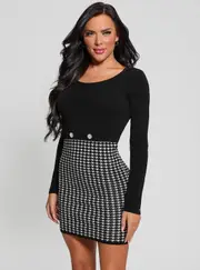GUESS Black Gabriella Knit Mini Dress Size: Medium, Polyamide