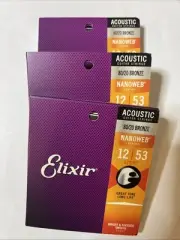 *3 SETS ELIXIR 11052 80/20 BRONZE NANOWEB ACOUSTIC GUITAR STRINGS LIGHT(12-53)*