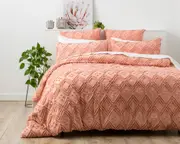 Park Avenue Medallion cotton Vintage washed Tufted Quilt Cover Set Blush