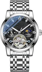 [BESTKANG] Men's Mechanical Watch Waterproof Automatic Stainless Steel Two Tone Silver watches for Men