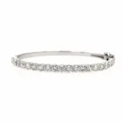 4.00 ct tw F/SI-1 Round Cut Diamond Bangle Bracelet 14K White Gold