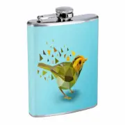 Mosaic Bird Em1 Flask 8oz Stainless Steel Hip Drinking Whiskey