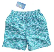 BNWT Boys Sz 7 Smart Wave Tribe Teal White Tie Waist Swim Board Shorts