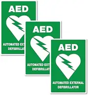AED Automated External Defibrilator Sticker 100mm 3 Pack Quality Water & Fade Proof Vinyl