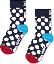 [HAPPY FEET] Happy Socks Big Dot Snowman Crew Socks EU 28-31, blue, 0-12 Months