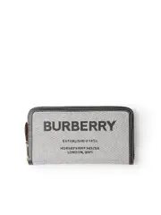 Burberry Horseferry Print Canvas and Leather Ziparound Wallet