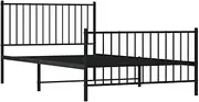 vidaXL Black Metal Single Bed Frame with Headboard and Footboard for 107 x 203 cm Mattress Size - Robust Powder-Coated Steel with Extra Storage Space