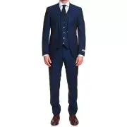 CANALI 1934 Blue Wool 3 Piece Peak Lapel Formal Suit EU 50 US 40 Regular Slim Fi