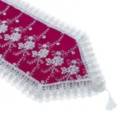 Deco Floral Lace Table Runner Kitchen and Dining Elegant Burgundy 200*40 cm