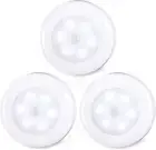3 Pack Motion Sensor LED Puck Lights Battery Operated for Closet Stairs Cabinet