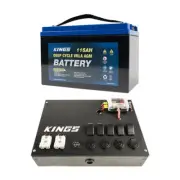 Adventure Kings 12V Control Box 2x USB ports + 115AH AGM Deep Cycle Battery 4WD