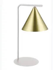 Scala 1 Light Table Lamp in White with Brass Detail