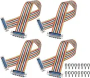 uxcell 4 Pcs IDC Rainbow Wire Flat Ribbon Cable DB25 Male to DB25 Male 11.8 Inch Length 2.54mm Pitch Breadboard Jumper Wires for Electronic Projects