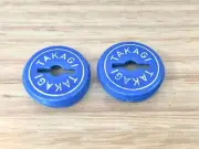 Takagi - Crank Caps - Blue-Silver Font - old school bmx