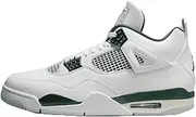 [Nike] Unisex-Adult Jordan Air 4 Retro, White/White/Neutral Grey/Oxidized Green, 13