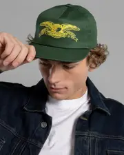 [Antihero] Antihero Men's Basic Eagle Snapback Cap in Dark Green/Yellow One Size Dark Green/Yellow