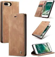 ELEPIK for iPhone 8 Case with Card Holder, Kickstand [2 Card Holder + 1 Cash Slot] [for Women & Men] [Durable PU Leather] Magnetic Wallet Phone Cover for iPhone 8, Elegant Brown