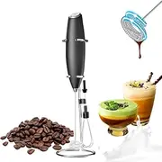 Powerful Handheld Milk Frother,Electric Whisk Coffee Frother Mixer with 2 Stainless Whisks,Battery Operated Drink Mixer for Coffee Matcha Latte Cappuccino,Black