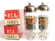 Matched Pair RCA 12BZ7 Tubes - NOS/New In Boxes(1960,Black Plates, Top O Getter)