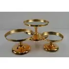 Set 3 Gold Plated Mirror Cake Stand Cupcake Plate Wedding Dessert Platter Tray