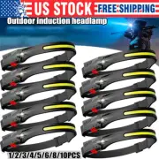 COB LED Headlamp USB Rechargeable Headlight Torch Work Light Head Band Lamp lot