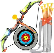 Bigdream Detachable Kids Bow and Arrow Toy Set, LED Light Up Archery Toys with 10 Suction Cups Arrows, Outdoor Indoor Shooting Games Toys for 3 4 5 6 7 8 9 10 11 12 Year Old Boys Grils Birthday Gifts
