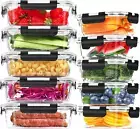 10 Pack Glass Food Storage Containers, Glass Meal Prep Containers with Lids Leak