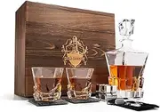 DON VASSIE LUXURY WHISKY DECANTER & STONES(CUBES) GIFT SET-WOODEN BOX