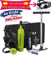 Scuba Diving Kit Full Face Snorkel Mask 1L Air Oxygen Tank 4500PSI+Free glasses