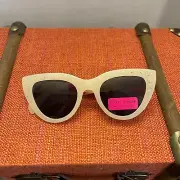 NWT Betsey Johnson White Jeweled w/ Pink & Purple Sides Cat eye Sunglasses Gift