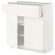 METOD / MAXIMERA base cabinet with drawer/2 doors, white/Vallstena white, 80x37x80 cm