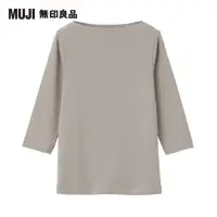 在飛比找momo購物網優惠-【MUJI 無印良品】女有機棉混彈性針織船領七分袖T恤(共6