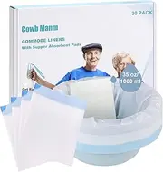 Commode Liners with Absorbent Pads Pack of 30 Portable Toilet Bags with Gel for Bedside Commode Chair Bucket, Camping Toilet- Leakproof, Universal Fit