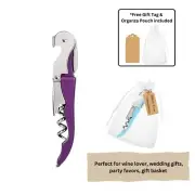 Purple Corkscrew Doubled Hinged Waiters Wine Key Bottle Opener with Foil Cutter