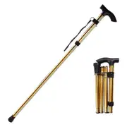 Adjustable Folding Walking Stick Non-slip Base Hiking Trekking Poles Aluminum Alloy Collapsible Cane 1pc gold