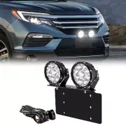 For Honda Pilot CR-V Civic Front License Plate Mount+5'' LED Work Light Pod+Wire