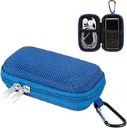 AGPTEK A02 MP3 Player Case,Portable Clamshell Headphones Cover,Holder with Metal Carabiner Clip,for MP3 Players, iPod Nano,iPod Shuffle,USB Cable,Earphones,Memory Cards,U Disk,Lens Filter,Keys,Blue