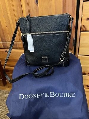 Dooney And Bourke Black Pebble Leather Crossbody Bag With Dust Bag NVT