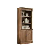 Palladia Library Display Bookcase With Doors Storage - Vintage Oak