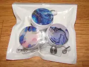 Retractable Badge Holders Marble Design Nursing Clip ID Card Holders